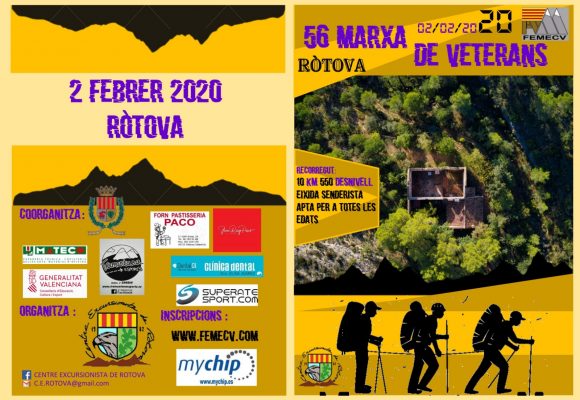 La 56 Marxa de Veterans de Muntanya de la Comunitat Valenciana  tindrà lloc a Ròtova el 2 de febrer