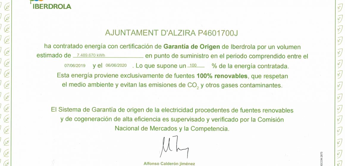 Alzira renova l’enllumenat públic amb energia renovables