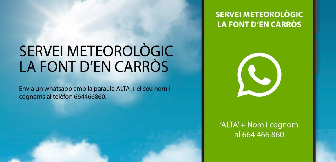 La Font d’En Carrós posa en marxa un servei d’alerta meteorològica via whatsapp