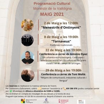 La Mancomunitat de la Valldigna presenta la seua programació cultural per a maig